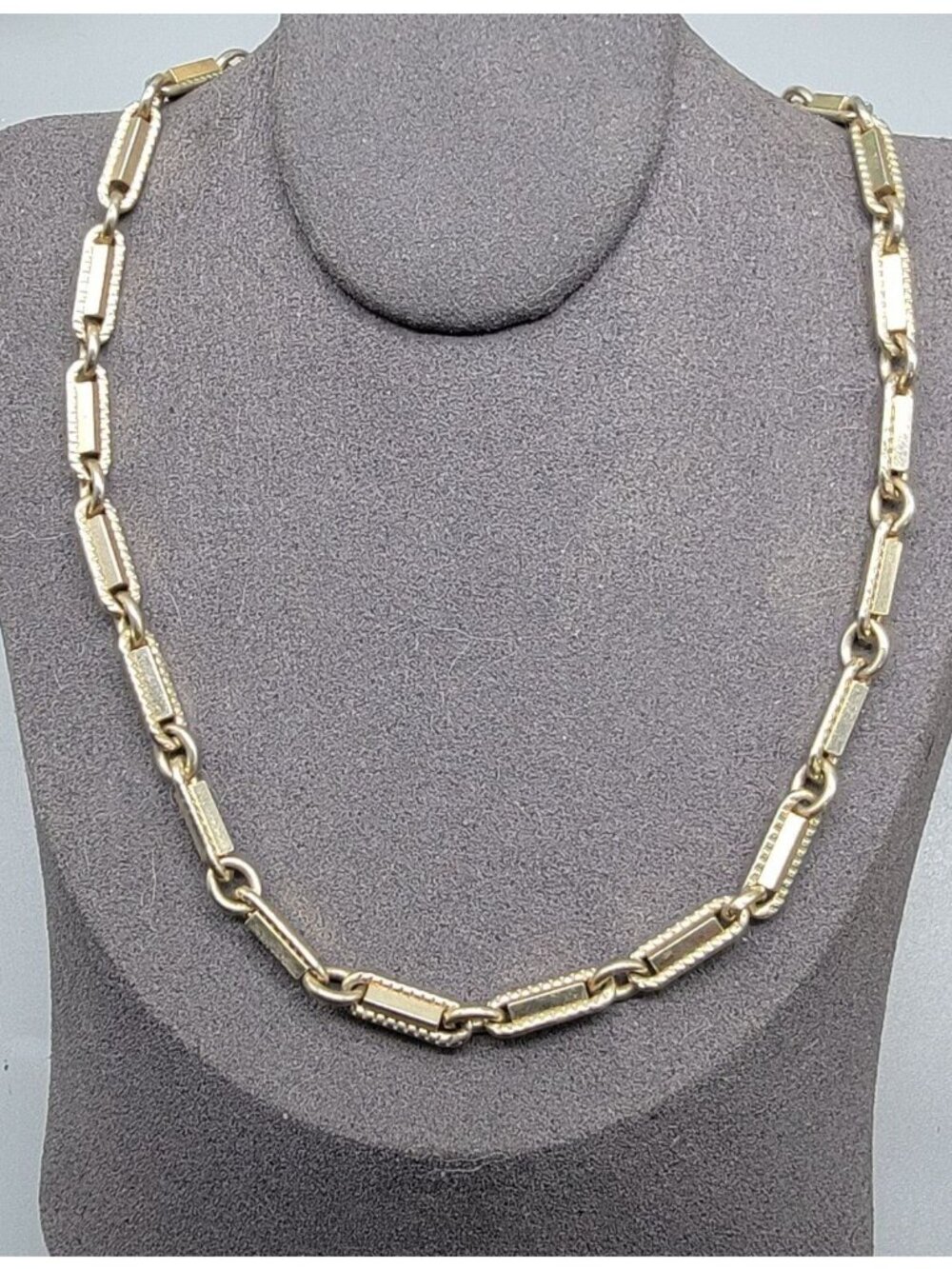 Bradley Bar Link Vintage Choker Necklace 14" Silver Tone Chain Signed 1930s